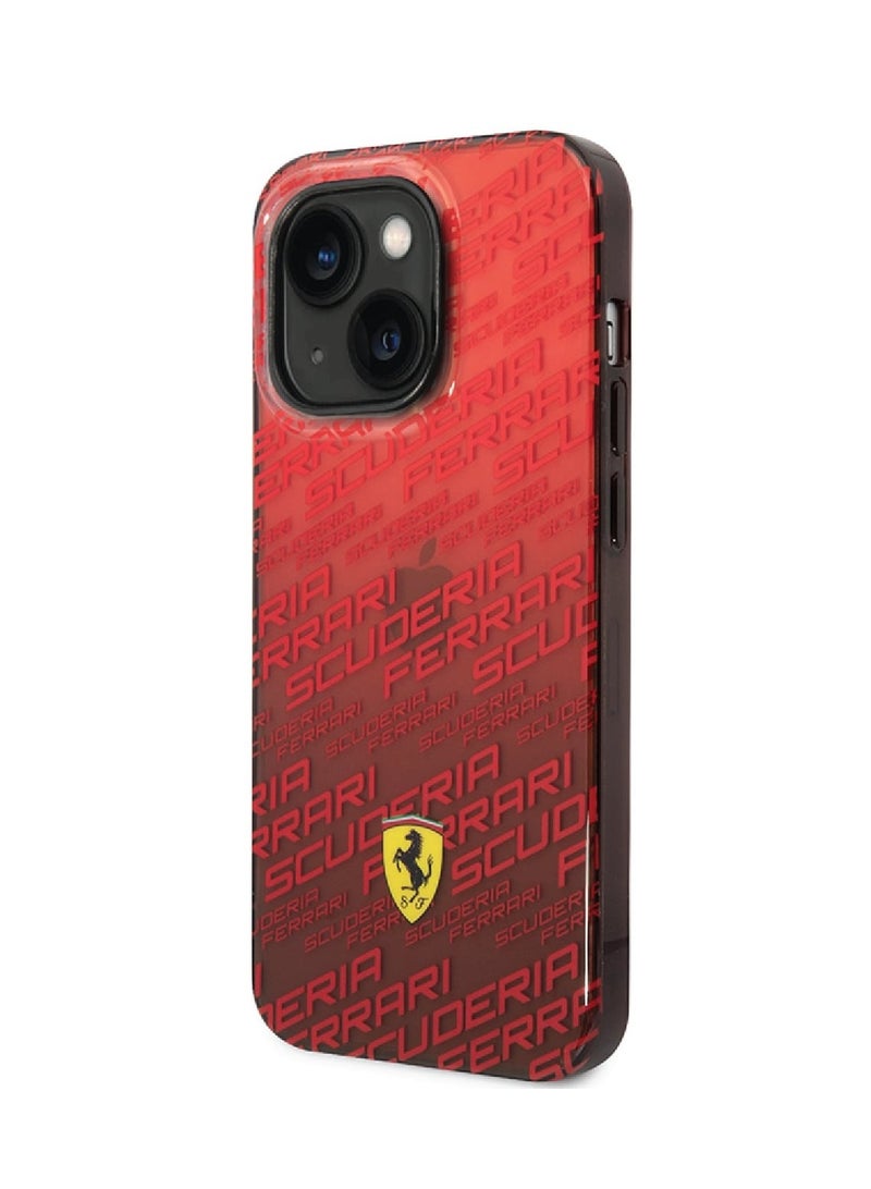 فيراري جراب iPhone 14 من البولي كربونات/البولي يوريثين الحراري المتدرج مع غطاء خلفي من سكوديريا بالكامل ومصد مصبوغ / جراب حلقي مرفوع / تصميم رفيع / سهل التركيب - أحمر - Image 1