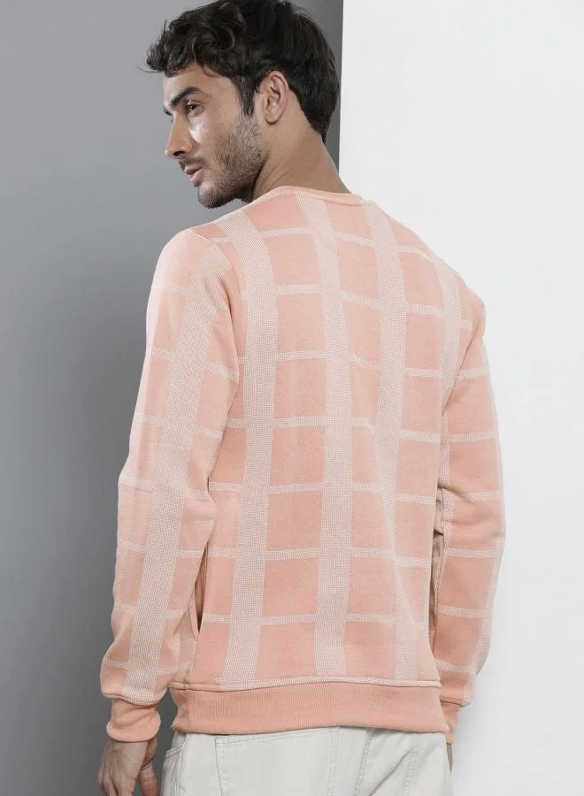The Indian Garage Co  The Indian Garage Co Men Regular Fit Checked Crew Neck Full Sleeves Sweatshirt  | Best Price UAE