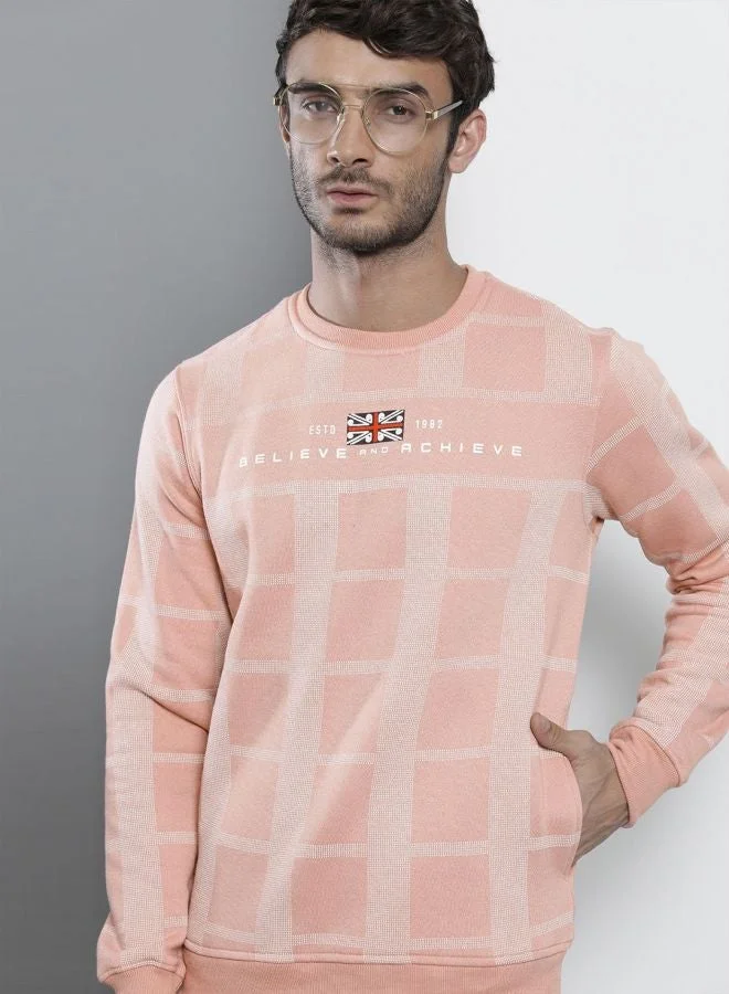 The Indian Garage Co  The Indian Garage Co Men Regular Fit Checked Crew Neck Full Sleeves Sweatshirt  | Best Price UAE