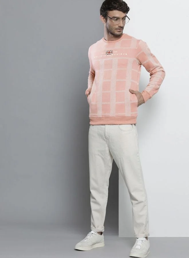 The Indian Garage Co  The Indian Garage Co Men Regular Fit Checked Crew Neck Full Sleeves Sweatshirt  | Best Price UAE