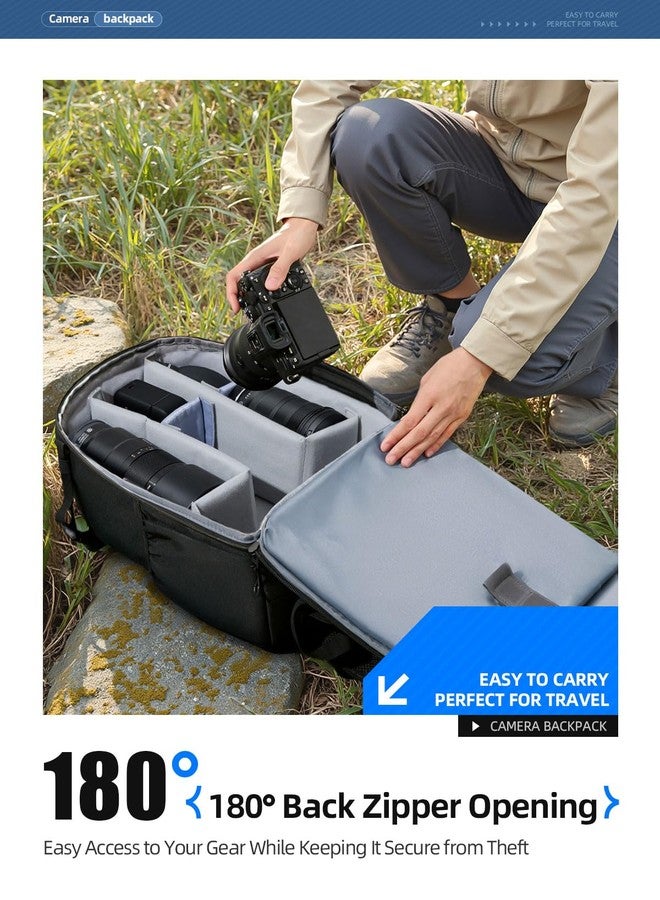 llano Camera Backpack for DSLR/SLR/Mirrorless - Water-Resistant Photography Bag with Laptop Slot & Tripod Holder, Compact Case for Canon/Nikon/Sony, Travel & Outdoor,Medium 10L Capacity, Black - Image 4