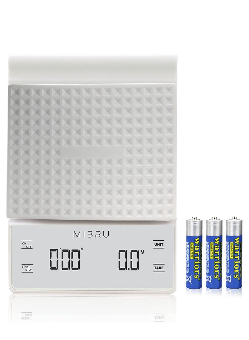 MIBRU Coffee Scale With Timer White Electronic Weighing  - Image 1