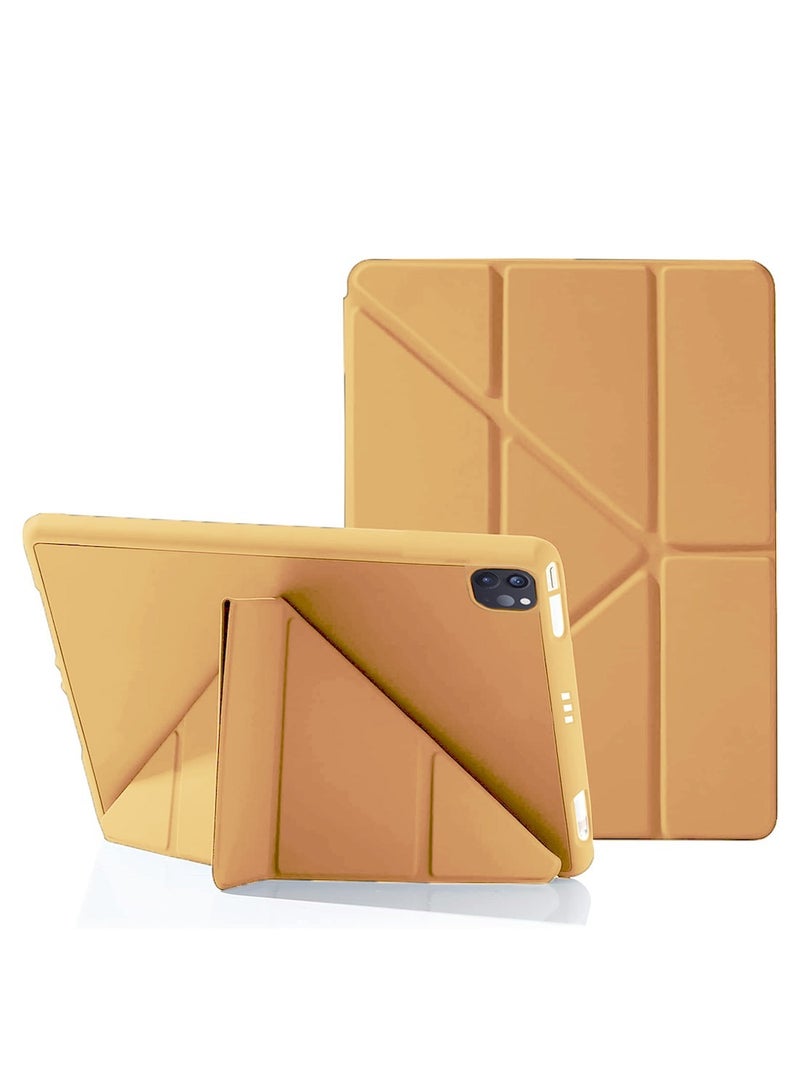 Techie آبل آيباد برو 11 2020، 2021، 2022، غلاف فوليوم ذكي قابل للطي بتصميم أوريغامي ثلاثي مع حامل قلم ووظيفة الاستيقاظ/النوم التلقائي - ذهبي - Image 1