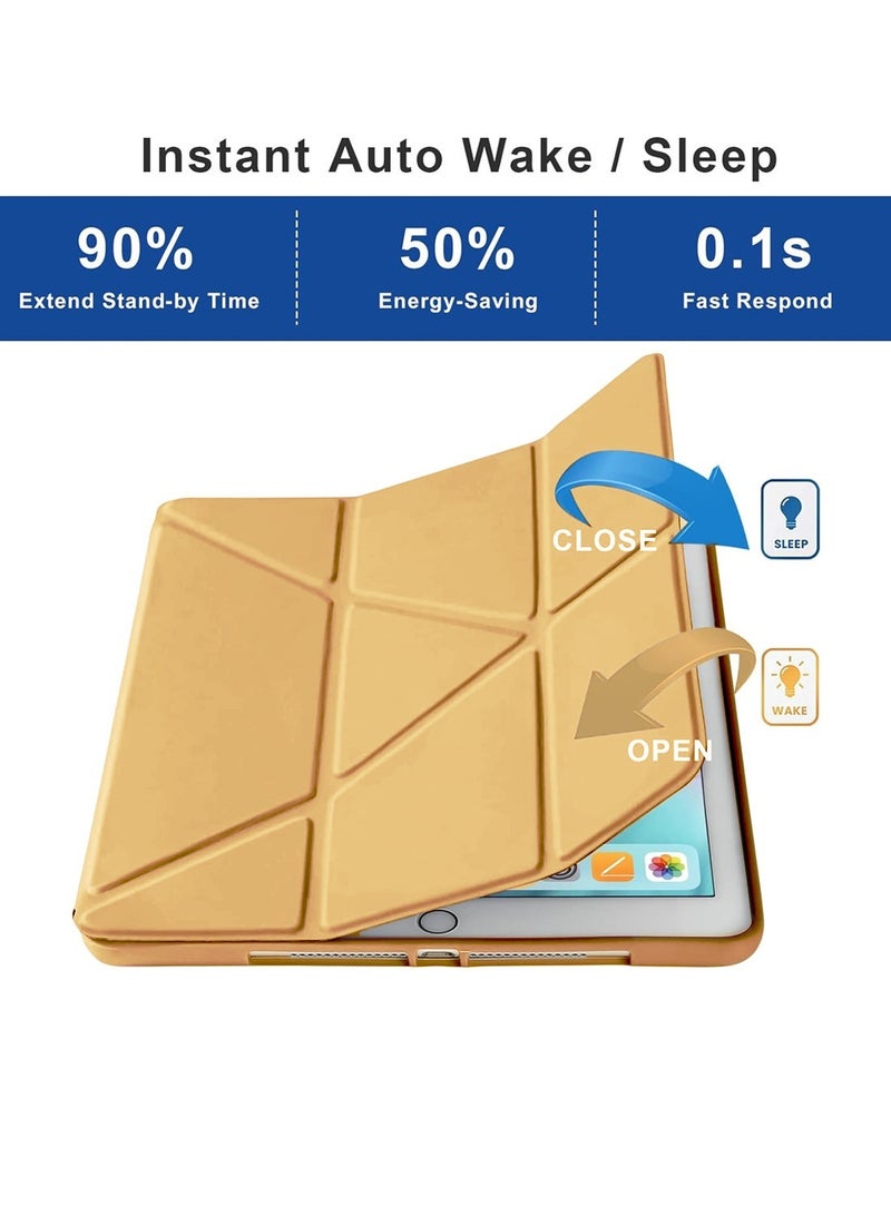 Techie آبل آيباد برو 11 2020، 2021، 2022، غلاف فوليوم ذكي قابل للطي بتصميم أوريغامي ثلاثي مع حامل قلم ووظيفة الاستيقاظ/النوم التلقائي - ذهبي - Image 4
