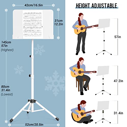 CAHAYA Sheet Music Stand & Tabletop Music Stand Solid Back with Carrying Bag for Books Notes Laptop Tablet White CY0194 - Image 3