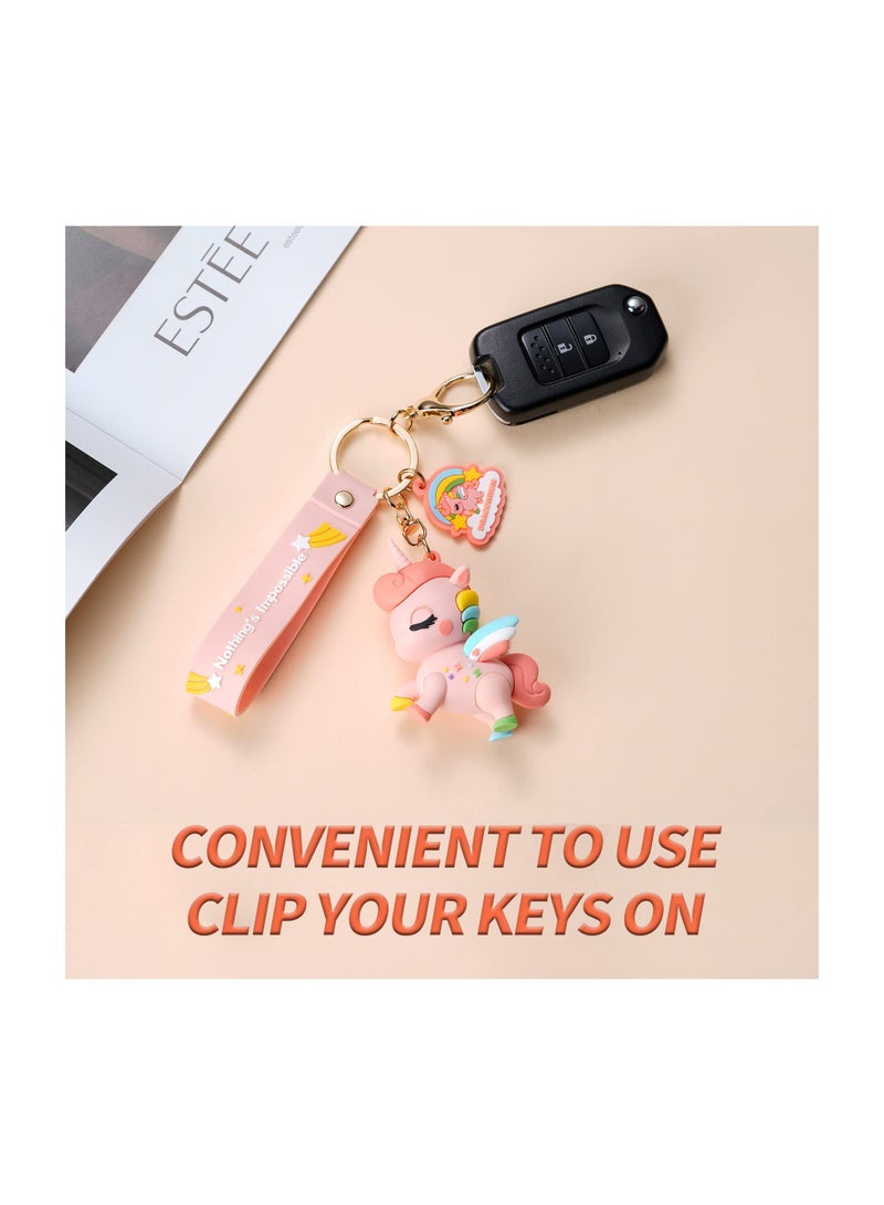 Excefore Cute Keychain Gift - Unicorn Keychain Kawaii Accessories Key Chain Backpack Charms Car Keys Keychain for Kids Girls - Image 4