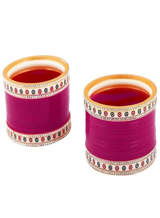 BANGLESKART Arcylic Ruby Rani Bridal Bangles Set for Women, Set of 2 light Normal Use Fabulous Design Build Quality Beautifully Made Chura Bangle Set for Girls Ruby Rani (L(28)) - Image 1