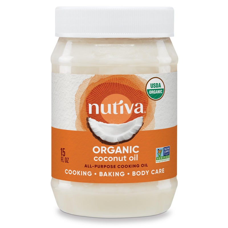 Nutiva زيت جوز الهند العضوي من نوتيفا، 15 أونصة سائلة، عضوي من وزارة الزراعة الأمريكية، غير معدّل وراثيًا، نباتي، كيتو، باليو، نكهة ورائحة محايدة للطهي ومرطب طبيعي للبشرة والشعر - Image 1