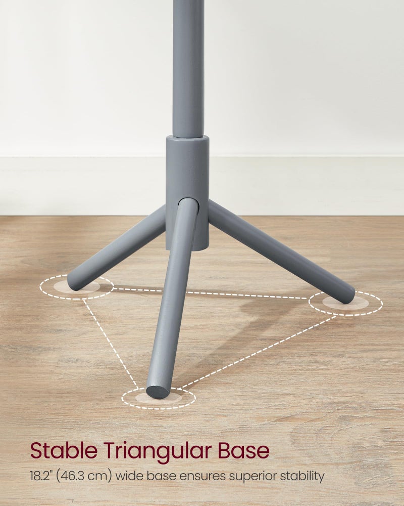 VASAGLE Solid Wood Coat Rack, Free Standing Tree-Shaped Coat Rack with 8 Hooks, 3 Height Options, for Clothes, Hats, Bags, Living Room, Bedroom, Home Office, Gray URCR04GY - Image 4