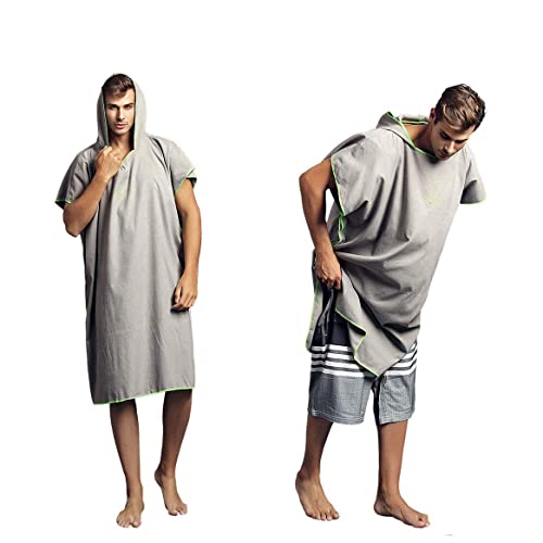 Hiturbo Microfiber Surf Poncho, Wetsuit Changing Bath Robe, Quick Dry Pool Swim Beach Towel with Hood (Gray) - Image 3