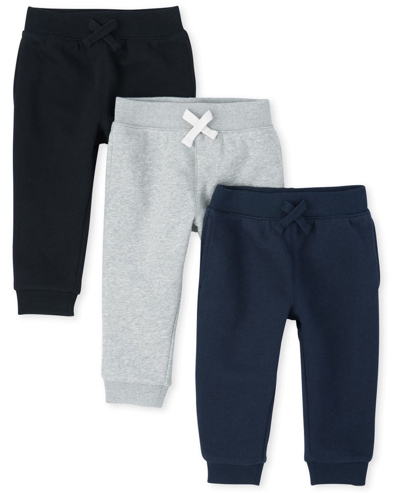The Children's Place The Childrens Place Baby Toddler Boys Active Fleece Jogger Pants BlackSmoke GrayNew Navy 3 Pack 3T