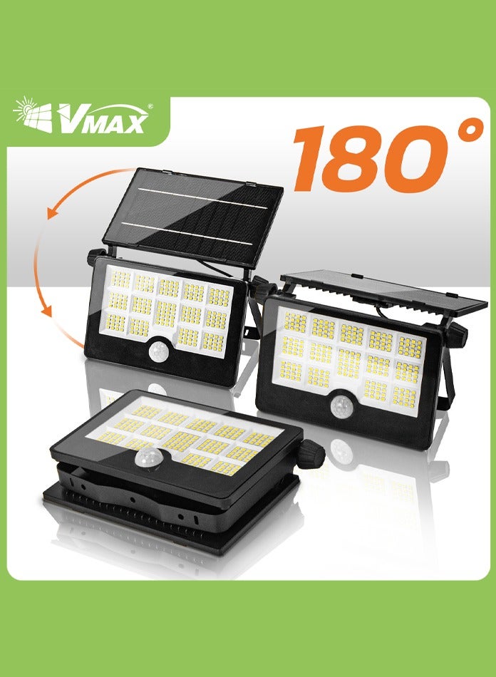 Vmax LED Flood Light 60W – 6500K Cool White, IP65 Waterproof, Solar & USB Rechargeable, Foldable, Perfect for Garden, Villa & Camping - Image 3