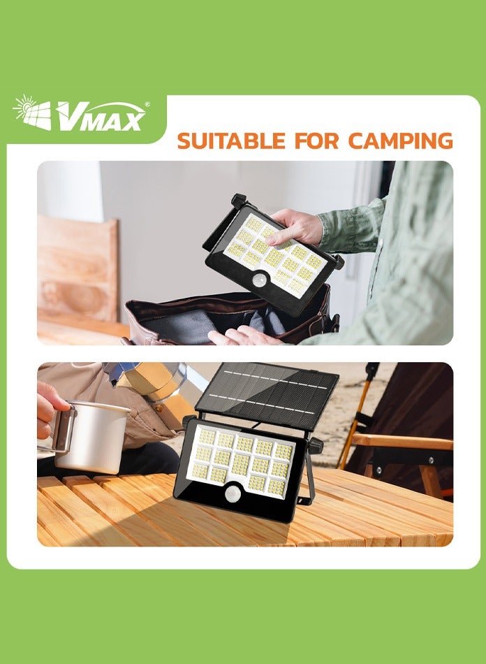 Vmax LED Flood Light 60W – 6500K Cool White, IP65 Waterproof, Solar & USB Rechargeable, Foldable, Perfect for Garden, Villa & Camping - Image 4