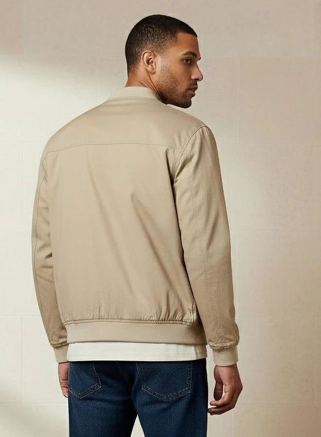 Splash FAV BEIGE Men Regular Fit Twill Bomber Jacket for Men | Best Price UAE