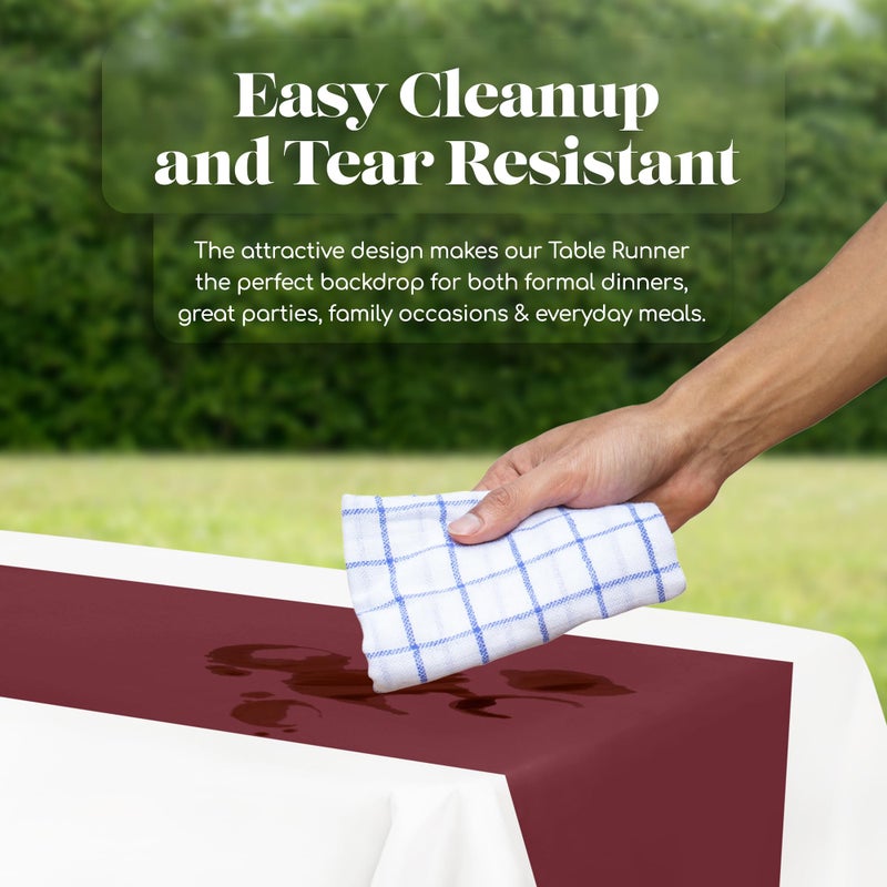 Grandipity Burgundy 12 Pack Premium Disposable Plastic Table Runner 14 x 108 Inch. Table Runner for Dinner Parties & Events by Grandipity - Image 5