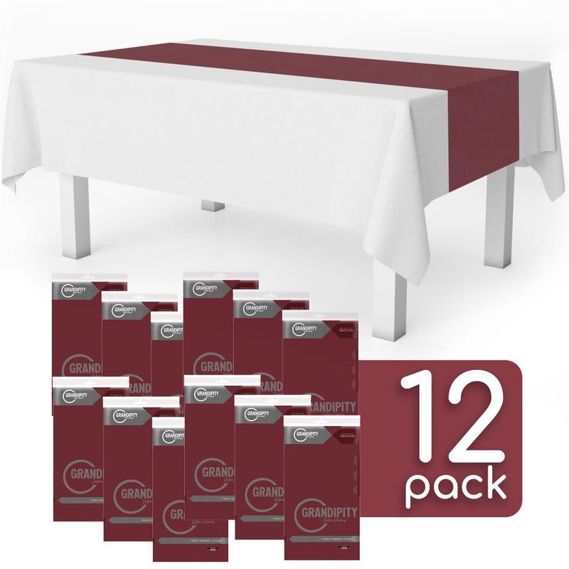 Grandipity Burgundy 12 Pack Premium Disposable Plastic Table Runner 14 x 108 Inch. Table Runner for Dinner Parties & Events by Grandipity - Image 2