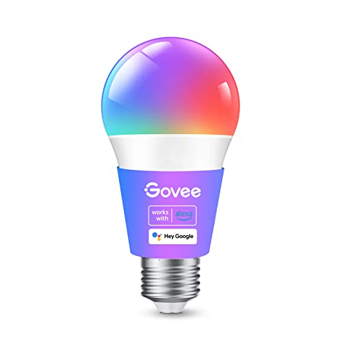Govee Smart Light Bulbs, Color Changing Light Bulb, Works with Alexa and Google Assistant, 16 Million Colors RGBWW, WiFi & Bluetooth LED Light Bulbs, Music Sync, A19, 800 Lumens, 1 Pack - Image 1