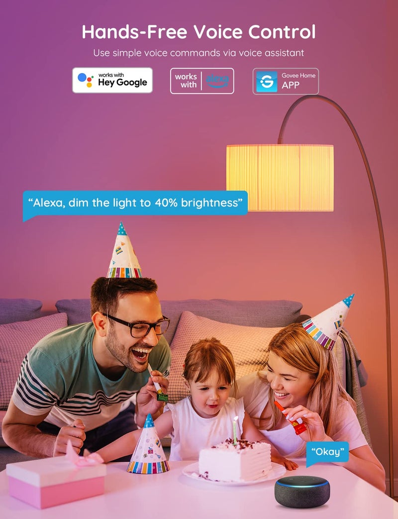 Govee Smart Light Bulbs, Color Changing Light Bulb, Works with Alexa and Google Assistant, 16 Million Colors RGBWW, WiFi & Bluetooth LED Light Bulbs, Music Sync, A19, 800 Lumens, 1 Pack - Image 3