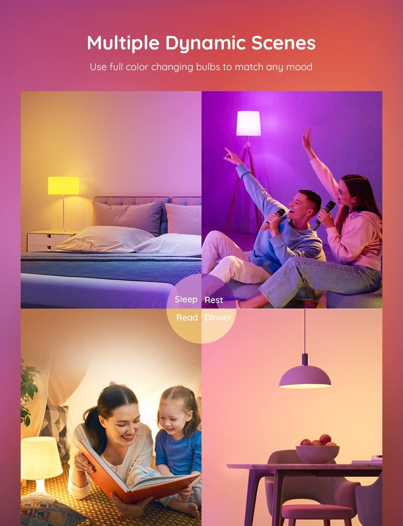 Govee Smart Light Bulbs, Color Changing Light Bulb, Works with Alexa and Google Assistant, 16 Million Colors RGBWW, WiFi & Bluetooth LED Light Bulbs, Music Sync, A19, 800 Lumens, 1 Pack - Image 4