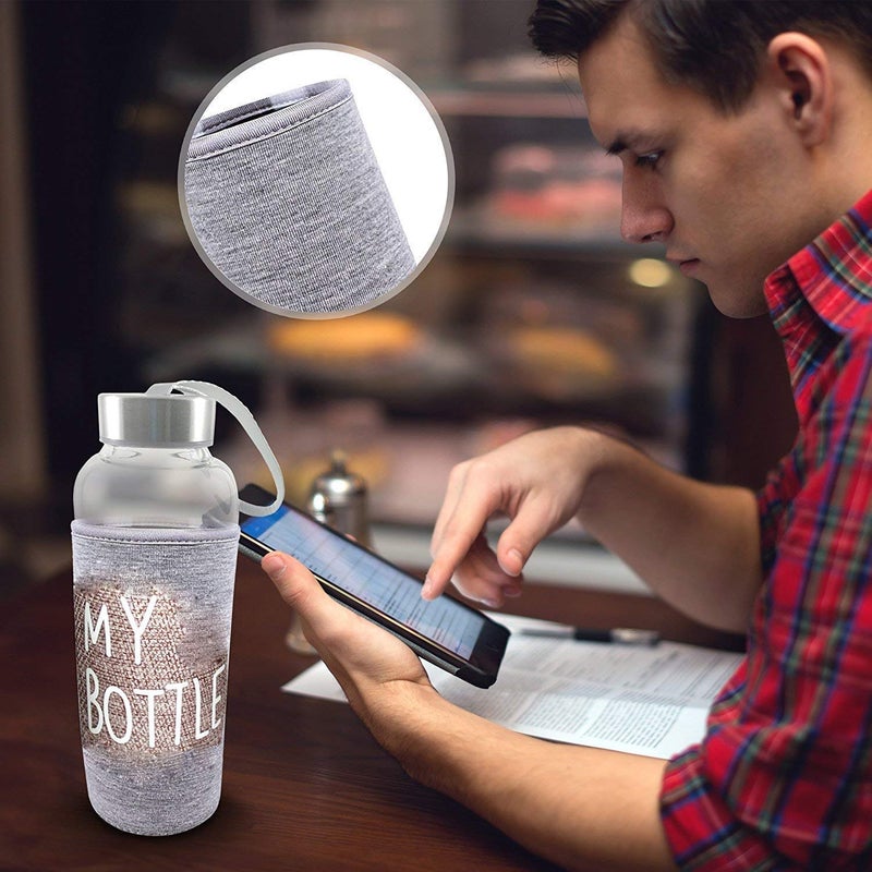 Aktnil Aktnil Glass Bottle for MilkJuiceShakeWater Airtight Lid Drinking Bottles with Jute Cover 500 ML Pack of 1 Multi Colors - Image 4