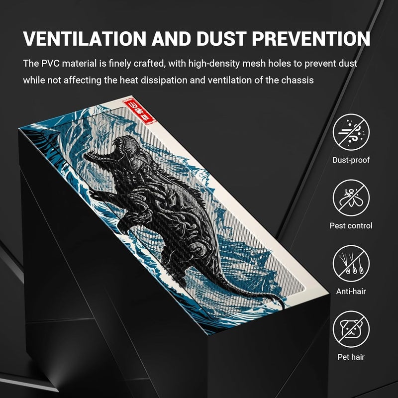 مرشح غبار 360 مم، أغطية مروحة الكمبيوتر لعلبة الكمبيوتر، مروحة التبريد، مروحة الكمبيوتر 360 × 120 مم، مرشح غبار، شبكة حماية من الغبار بإطار مغناطيسي (UV وحش قديم، PVC 50 شبكة، قطعة واحدة، أبيض) - Image 3