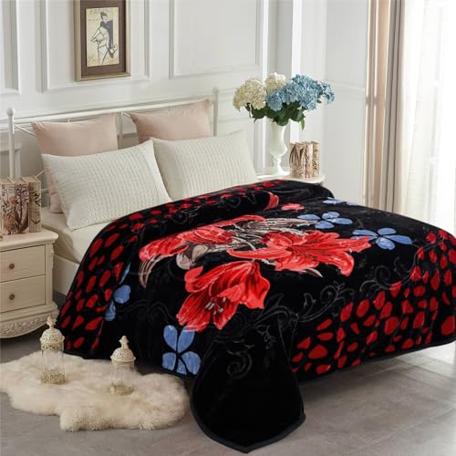 JYK Korean Mink Fleece Blanket, 5 LB - 2 Ply Reversible 520GSM Silky Soft Plush Warm Blanket for Autumn Winter - Image 1