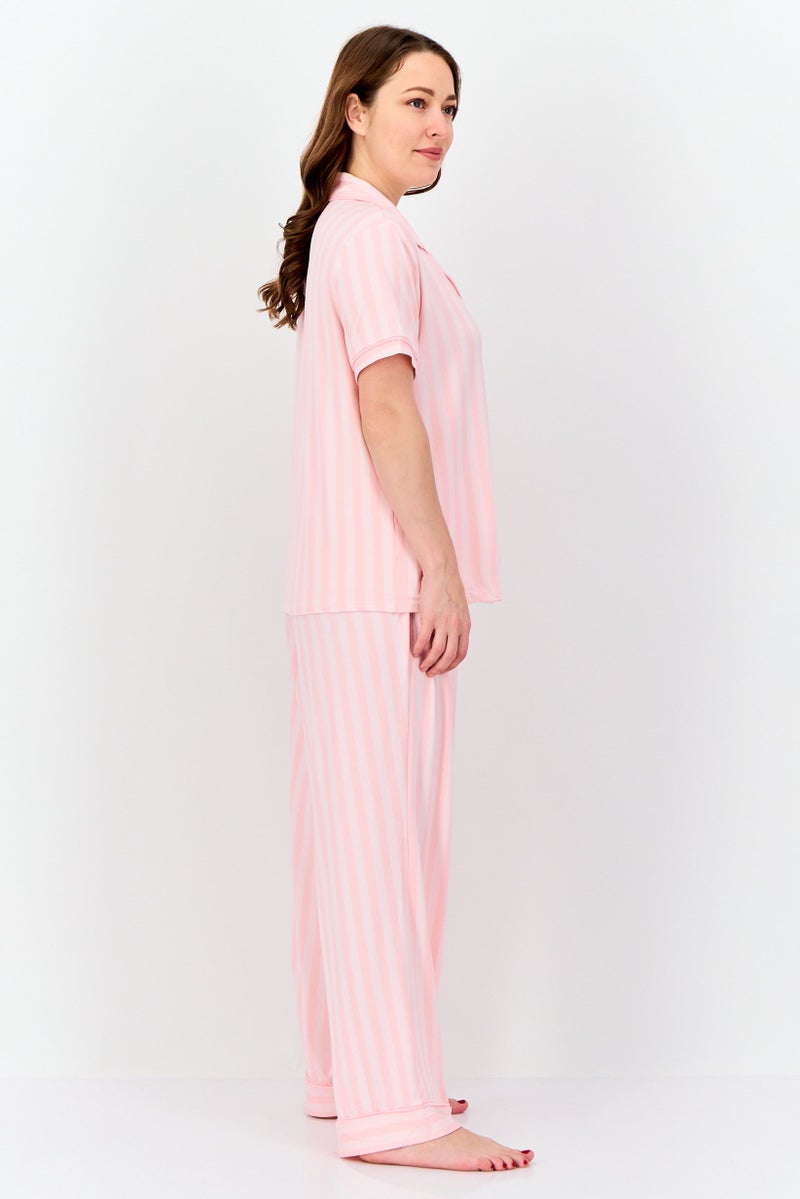 bebe Women 2 Pieces Stripe Pajama Set, Multicolor - Image 2