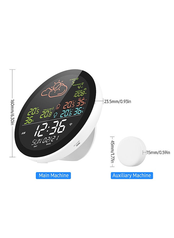 Generic - Tuya Wifi Smart Weather Station with Clock Indoor and Outdoor Temperature & Humidity Meter Multifunctional Large Color Screen Weather Clock Temp. & Humidity Gauge with 3 Sensor - Image 1