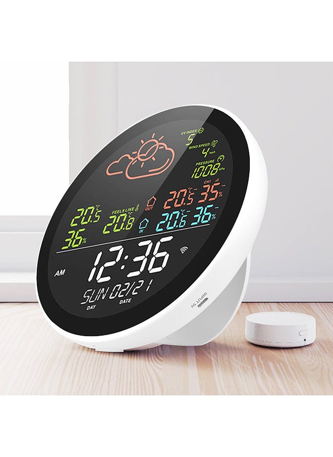 Generic - Tuya Wifi Smart Weather Station with Clock Indoor and Outdoor Temperature & Humidity Meter Multifunctional Large Color Screen Weather Clock Temp. & Humidity Gauge with 3 Sensor - Image 1