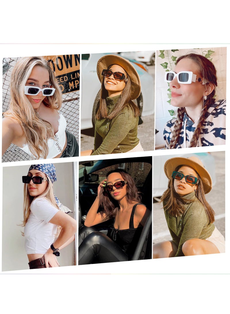 Zikra Retro Rectangle Sunglasses Women and Men Vintage Small Square Sun Glasses Protection Glasse, UV400 Protection Glasse, Vintage Driving Glasses 90s Fashion Narrow Square Frame - Image 2