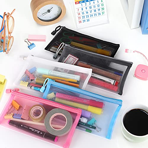 Sinzip 20 Pack Multicolored Zipper Mesh Pouch, Zipper Pencil Pouches Pen Bags, Multipurpose Travel Bags for Cosmetic School Office Supplies and Travel Accessories, 10 Colors (Assorted E) - Image 4