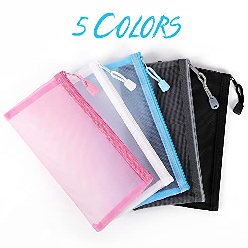Sinzip 20 Pack Multicolored Zipper Mesh Pouch, Zipper Pencil Pouches Pen Bags, Multipurpose Travel Bags for Cosmetic School Office Supplies and Travel Accessories, 10 Colors (Assorted E) - Image 2