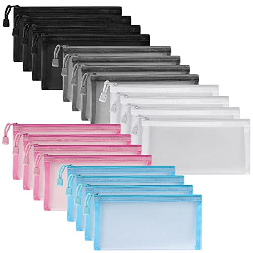 Sinzip 20 Pack Multicolored Zipper Mesh Pouch, Zipper Pencil Pouches Pen Bags, Multipurpose Travel Bags for Cosmetic School Office Supplies and Travel Accessories, 10 Colors (Assorted E) - Image 1