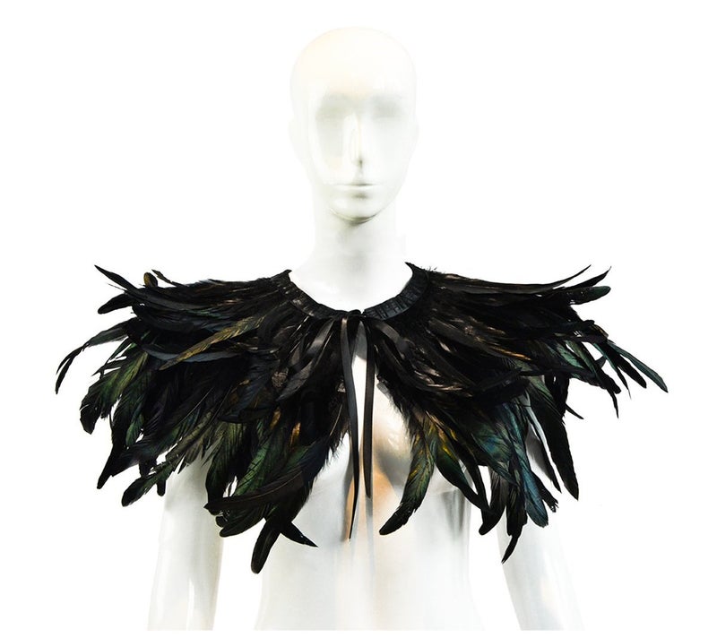 L'VOW Gothic Black Feather Shrug Cape Shawl Halloween Costume for Men (Style -04) - Image 4