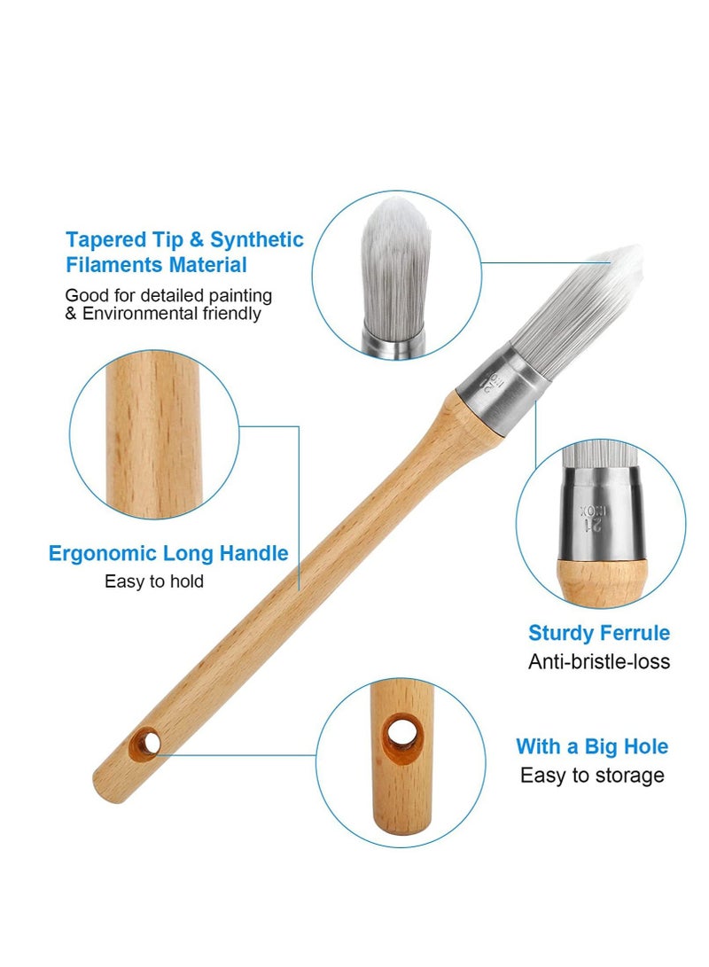 Y&D Round Pointed Paint Brush, Trim Painting Tool, Edge Tool with Wooden Handle, Small Brushes for Walls, Brush House Wall Edges, 4 Pieces  - Image 3