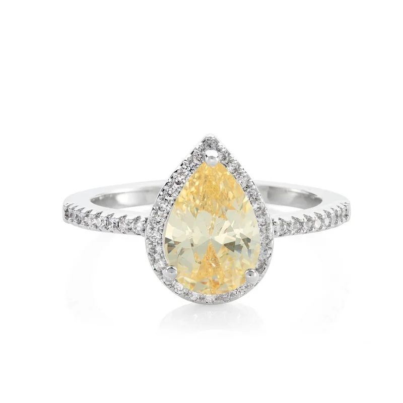 BUCKLEY LONDON THE CARAT COLLECTION - CANARY SPARKLE PEAR RING