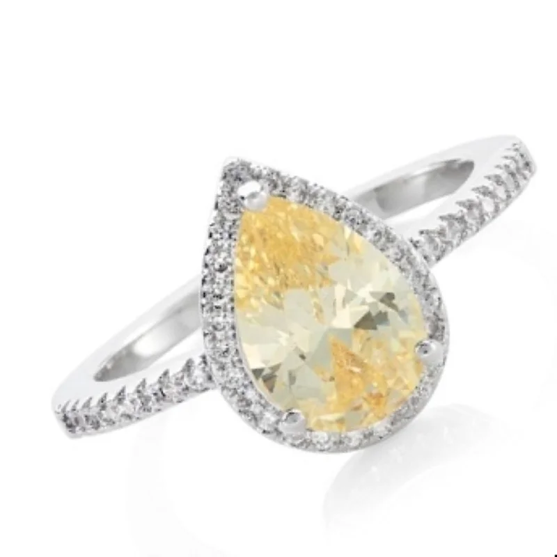 باكلي لندن BUCKLEY LONDON THE CARAT COLLECTION - CANARY SPARKLE PEAR RING