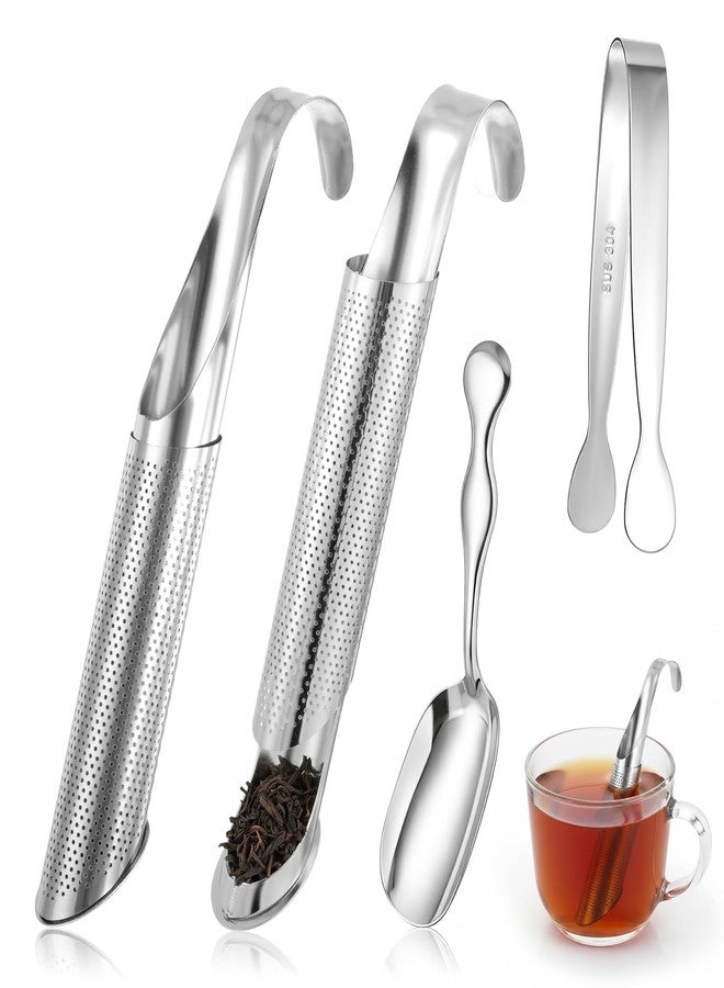 Zelphvt 2 Pcs Metal Tea Infuser with Teaspoon TeaTweezers, Extra Fine Mesh Stainless Steel Tea Diffusers for Loose Teas with Hook Handle Teas Holder Loose Leaf for All Kinds of TeasCoffee, Spices, Seasonings - Image 1
