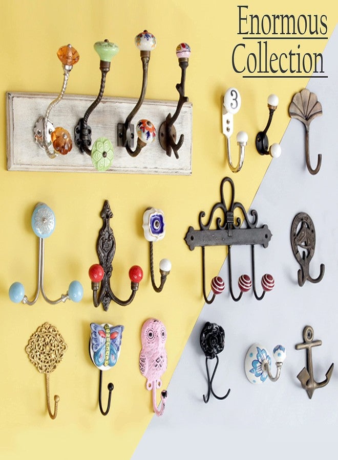 Indian-Shelf IndianShelf Floral Utility Hooks Hangers Key Holders Wall Hanging Clothes Mount Hat Mug Utensils Bathroom (Ceramic_Turquoise_8.5 Inches)-1 Piece - Image 3