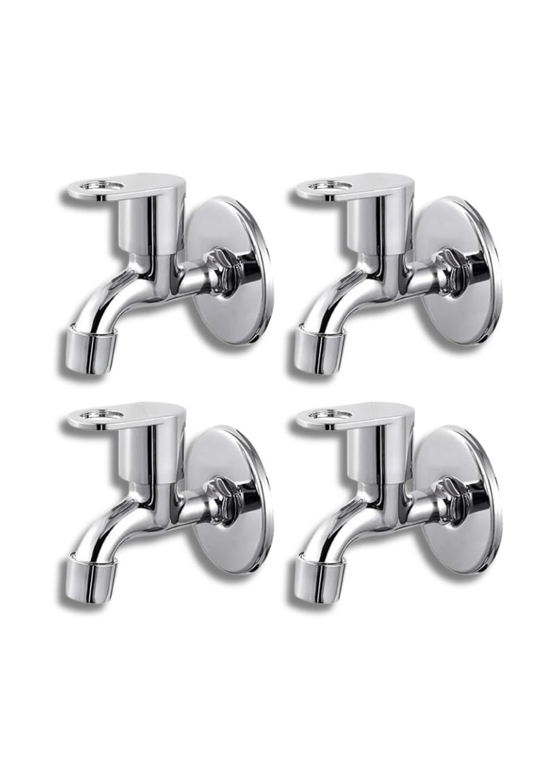IRIS iRiS Series Stainless Steel Taps Set of 4 with Brass Catridge Wall FlangeLong Body Tap for Bathroom and KitchenBib CockBath Water TapsTaps for Showers Sinks Wash Basins Chrome Finish  - Image 1