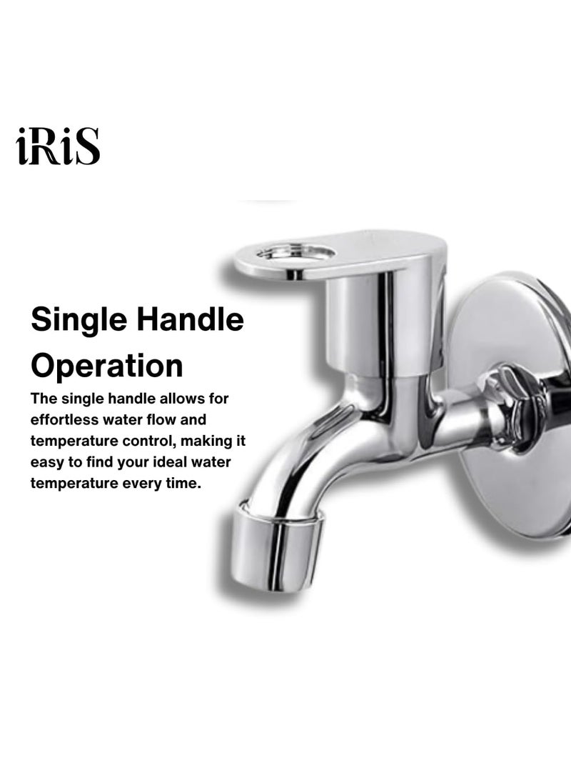 IRIS iRiS Series Stainless Steel Taps Set of 4 with Brass Catridge Wall FlangeLong Body Tap for Bathroom and KitchenBib CockBath Water TapsTaps for Showers Sinks Wash Basins Chrome Finish  - Image 4