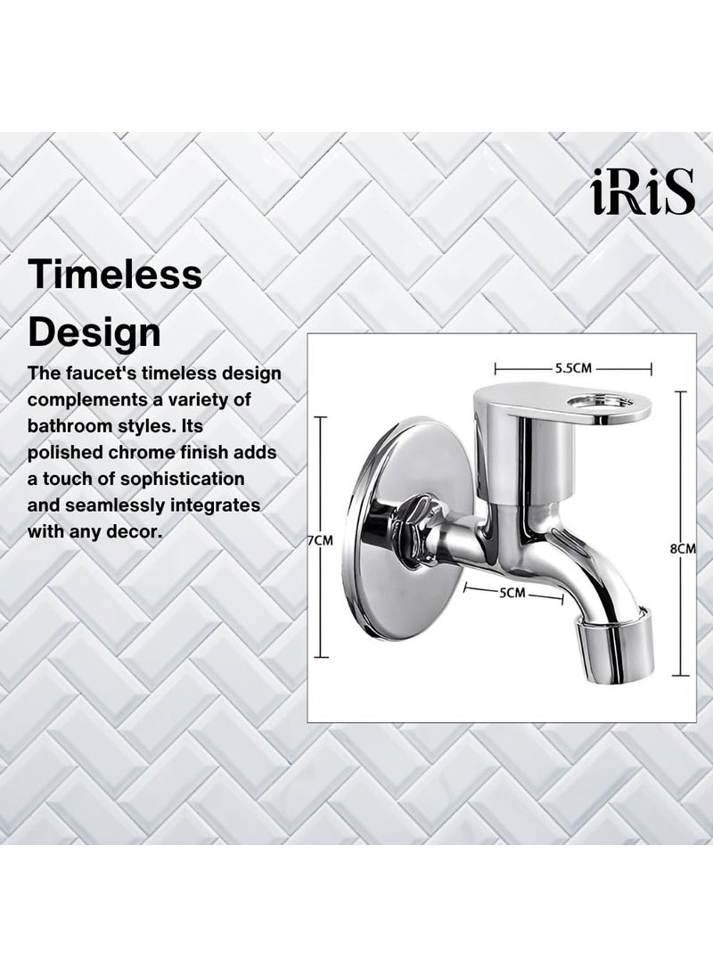 IRIS iRiS Series Stainless Steel Taps Set of 4 with Brass Catridge Wall FlangeLong Body Tap for Bathroom and KitchenBib CockBath Water TapsTaps for Showers Sinks Wash Basins Chrome Finish  - Image 3