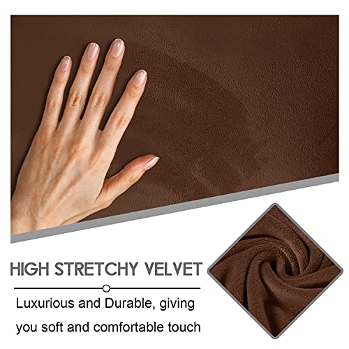 ULTICOR 4-Piece, 1 Seat Recliner Cover, Velvet Stretch Reclining Chair Covers for 1 Cushion Reclining Sofa, Single Seat Recliner Couch Cover, Thick, Very Soft, Machine Washable (Chocolate) - Image 3