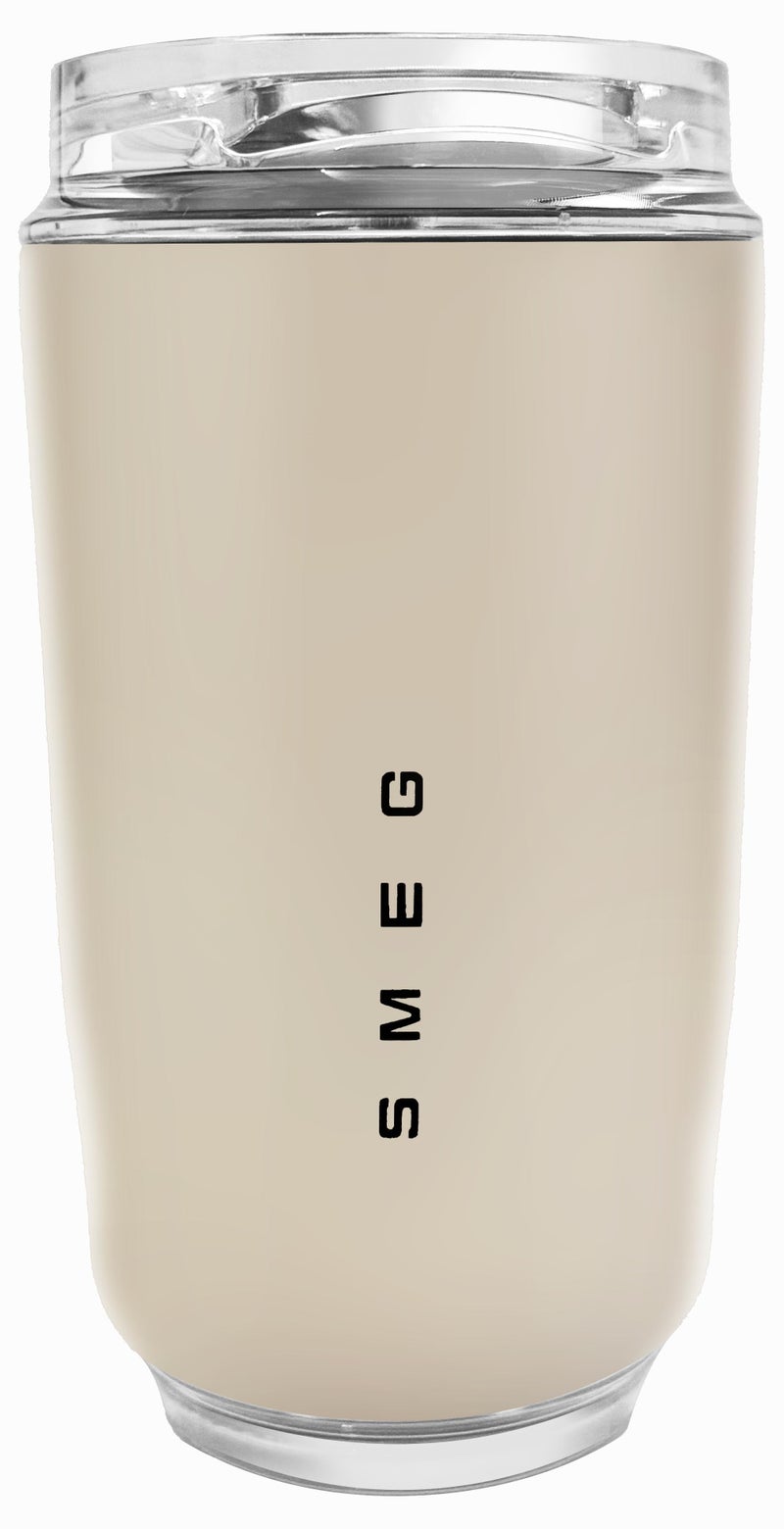 smeg Travel Coffee Mug, 320ml Insulated Beverage Cup With Leakproof Lid, Long Lasting Coffee Tumbler With Lid And Straw, Travel Coffee Thermos cream Beige - Image 1