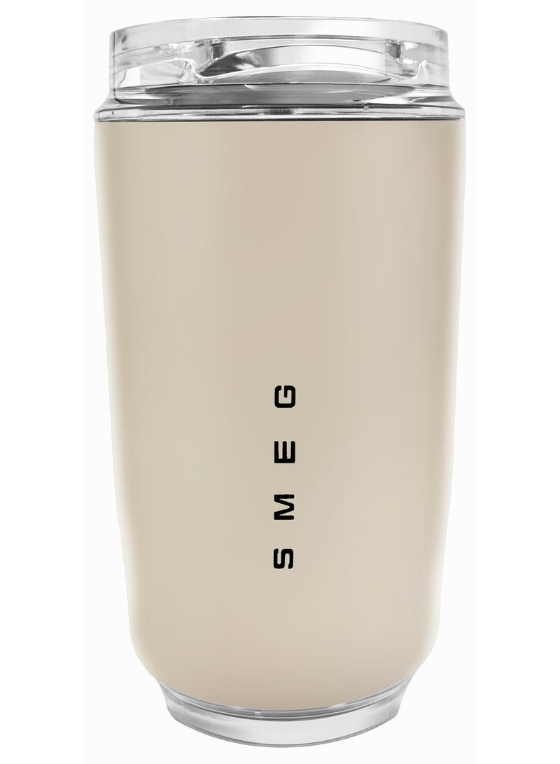 smeg Travel Coffee Mug, 320ml Insulated Beverage Cup With Leakproof Lid, Long Lasting Coffee Tumbler With Lid And Straw, Travel Coffee Thermos cream Beige - Image 1