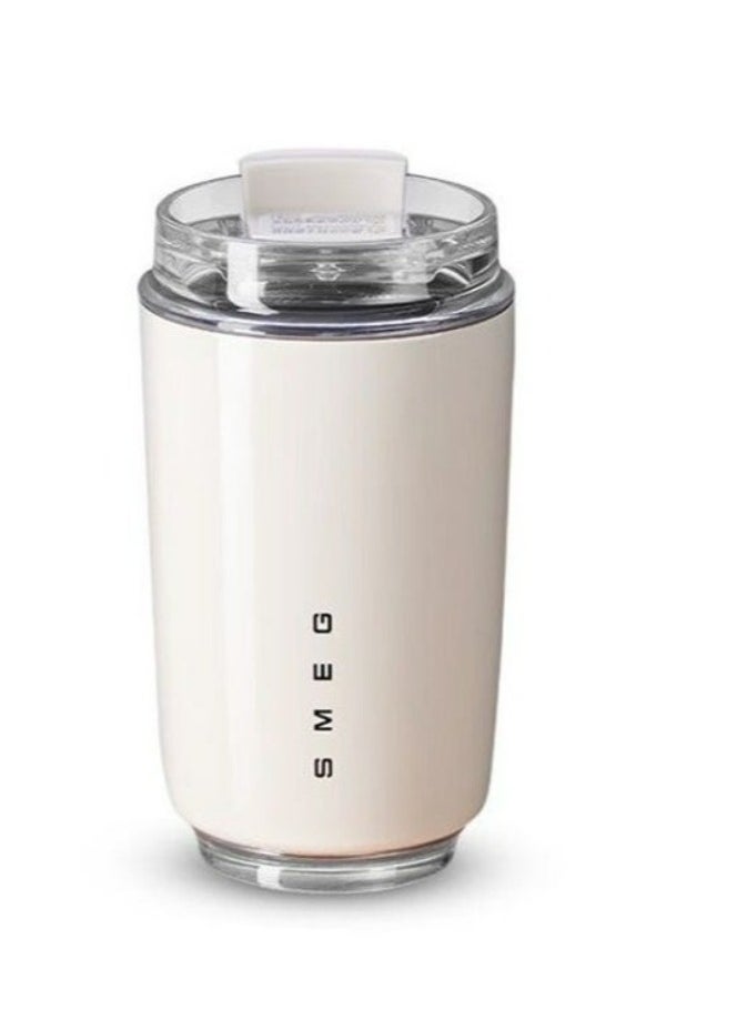 smeg Travel Coffee Mug, 320ml Insulated Beverage Cup With Leakproof Lid, Long Lasting Coffee Tumbler With Lid And Straw, Travel Coffee Thermos White  - Image 3