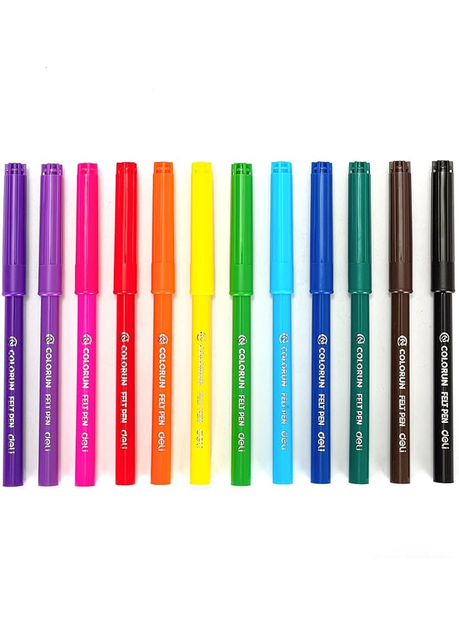 Deli Ec10003 Felt Pen 12 Pieces Multicolor - Image 3
