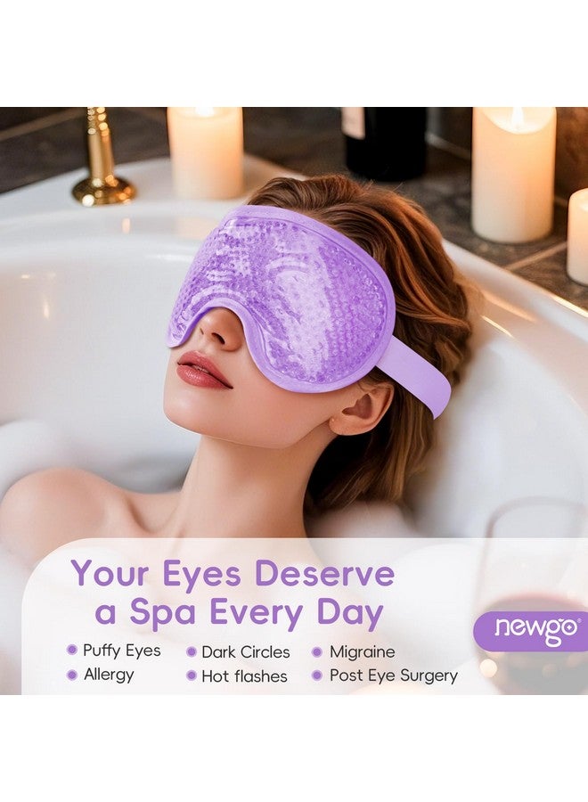NEWGO Cooling Eye Mask Reusable Gel Eye Mask for Puffy Eyes, Ice Eye Mask Cold Eye Mask Frozen with Plush Backing for Headache, Migraine, Stress Relief - Purple - Image 2