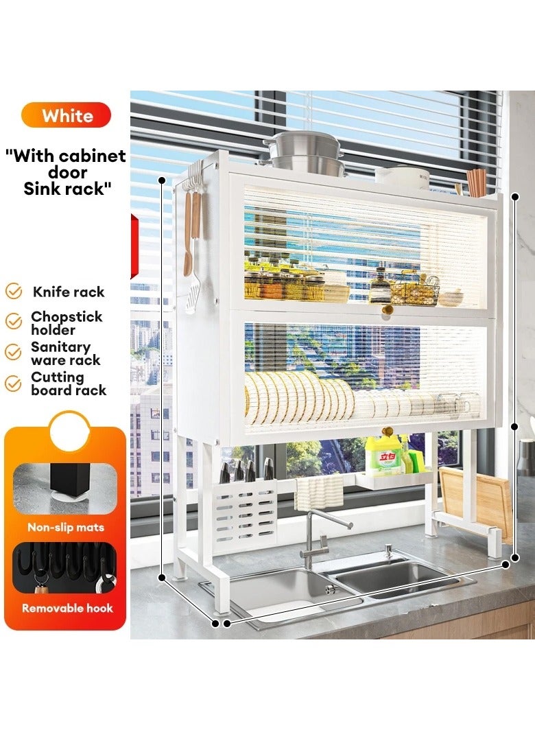 DubaiGallery 3 LayerStainless Steel Kitchen Rack Dish Organizer Drying Rack Above Sink Drain Rack Kitchen Storage Countertop Utensil Holder - Image 1