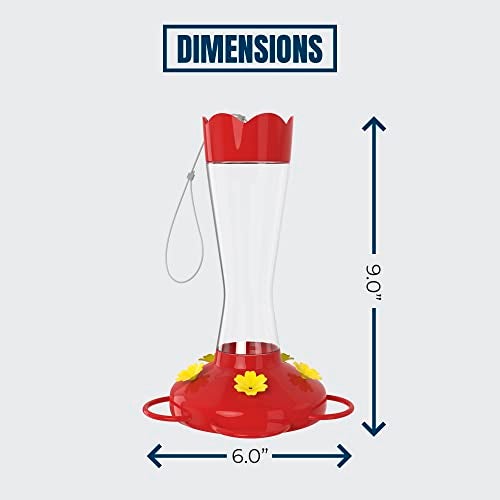 MEKKAPRO Two-Pack Hummingbird Feeders for Outdoors Hanging Made from Glass, 10oz, Hanging 5 Nectar Feeding Stations, Top Fill Hummingbird Feeder, Bright Red, Backyard Feeder (10 Ounce - 2 Pack) - Image 3